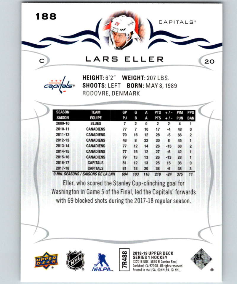 2018-19 Upper Deck #188 Lars Eller Mint Washington Capitals  Image 2