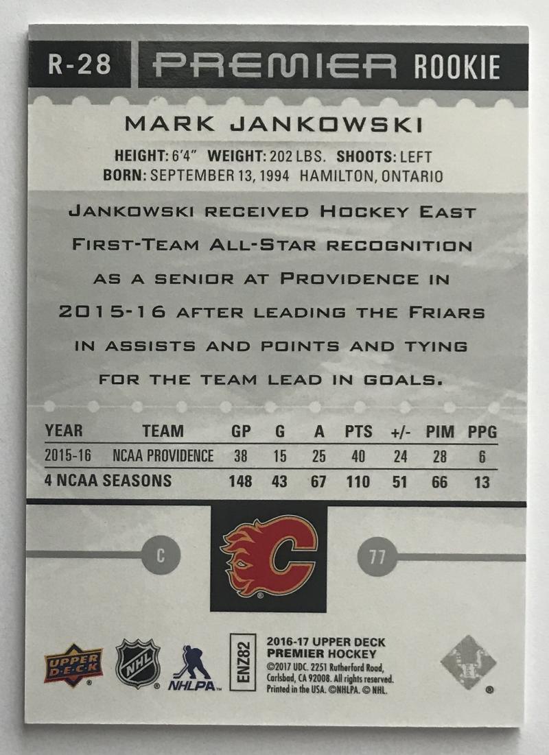 2016-17 Upper Deck Premier Rookies Mark Jankowski MINT 105/299 RC 05270