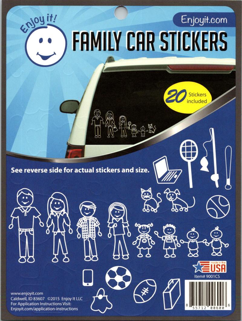 Family Car Stickers White Perfect Cut Decal/Sticker 6" x 8" Sheet  Image 1