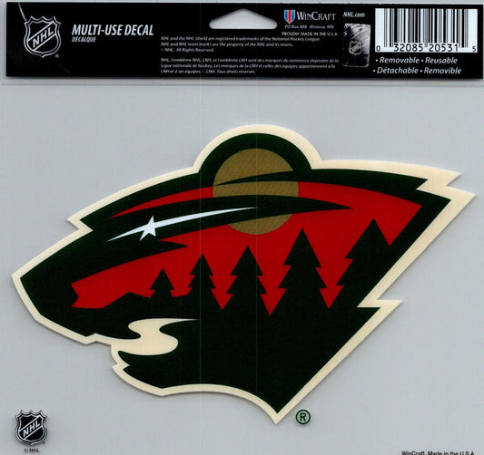 Minnesota Wild Multi-Use Decal Sticker 5"x6" NHL Clear Back  Image 1