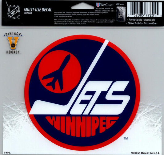 Winnipeg Jets Vintage Multi-Use Decal Sticker 5"x6"  Clear Back