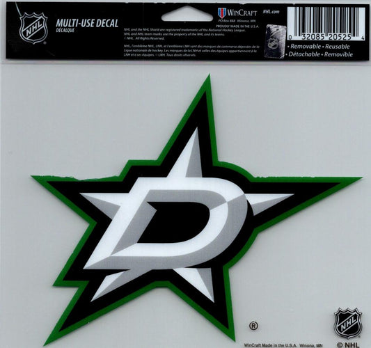 Dallas Stars Multi-Use Decal Sticker 5"x6" NHL Clear Back  Image 1