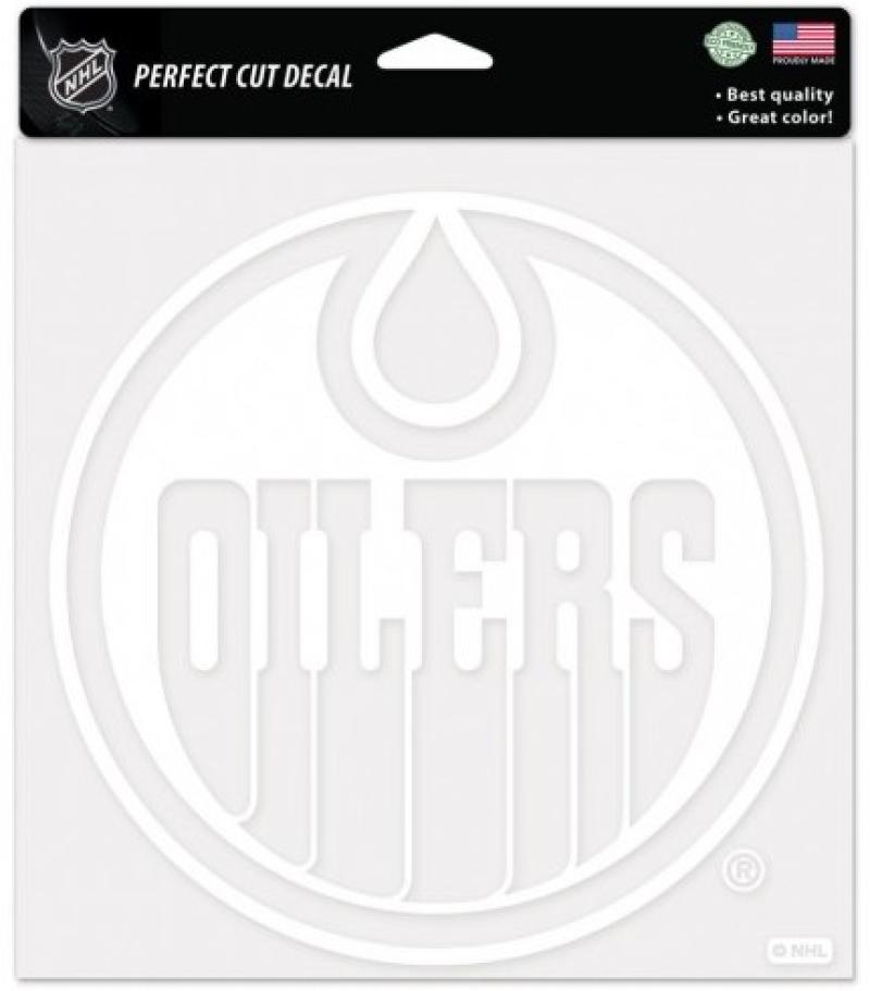 Edmonton Oilers White Perfect Cut 8"x8" Large Licensed Decal Sticker