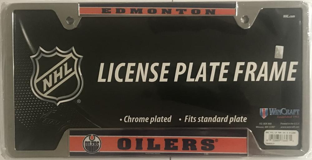 Edmonton Oilers NHL Chrome Plated License Plate Frame 6"x12" Image 1