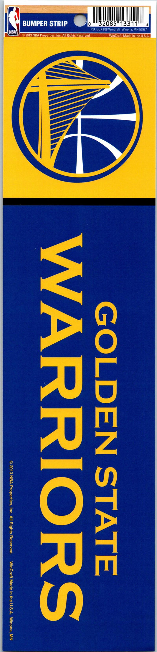 Golden State Warriors 3" x 12" Bumper Strip NBA Sticker Decal Image 1