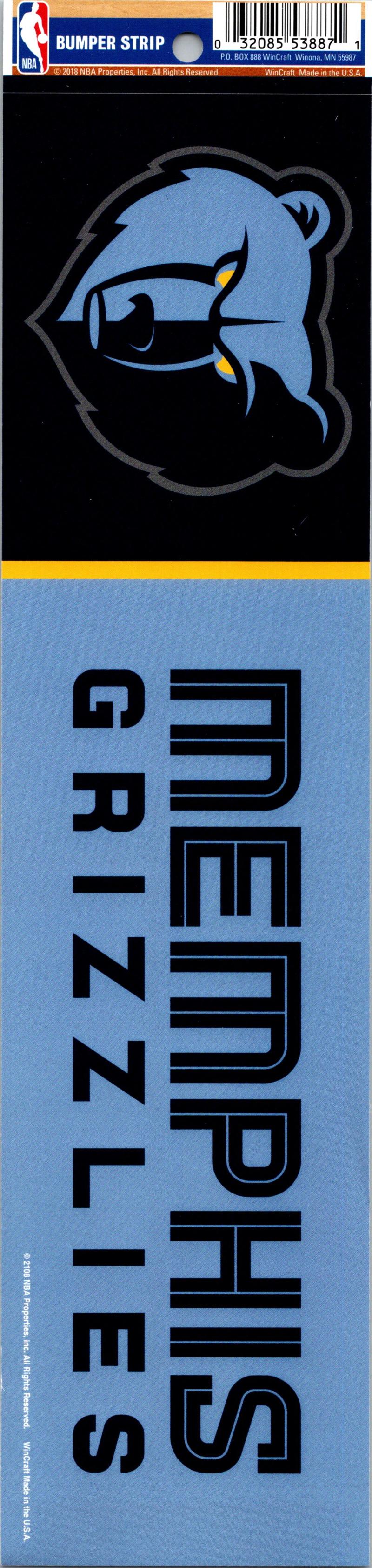Memphis Grizzlies 3" x 12" Bumper Strip NBA Sticker Decal Image 1