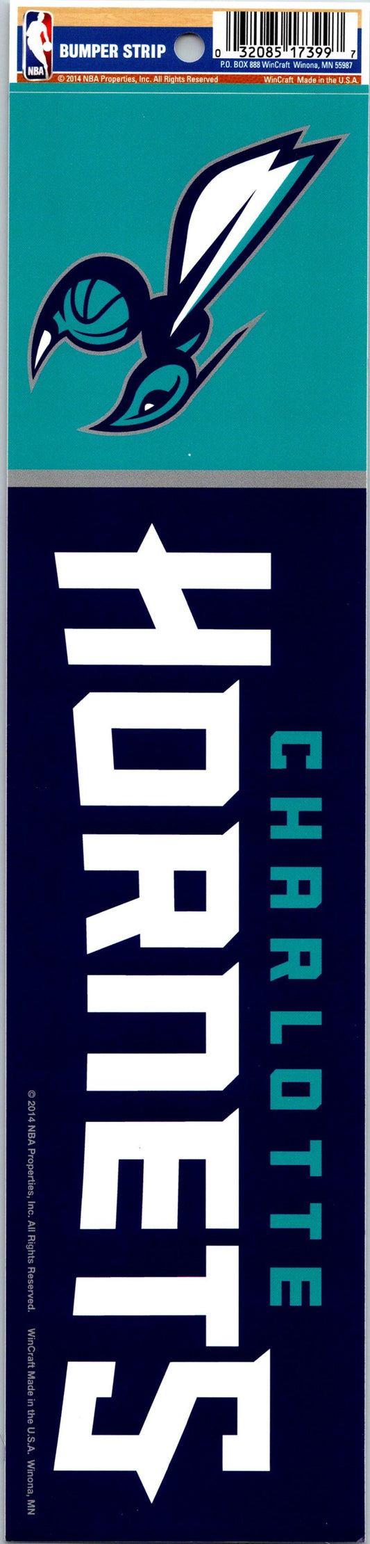 Charlotte Hornets 3" x 12" Bumper Strip NBA Sticker Decal Image 1