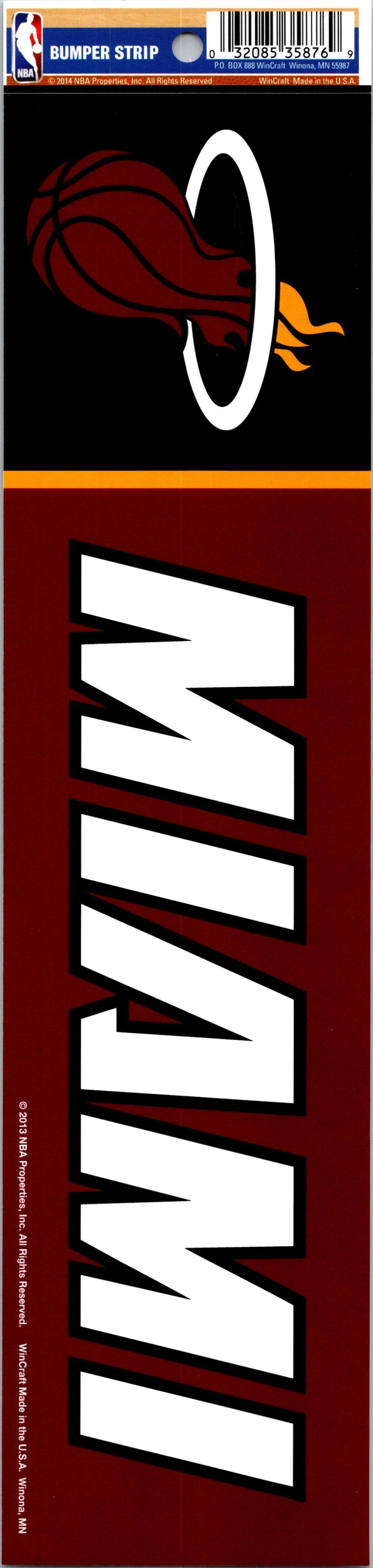 Miami Heat 3" x 12" Bumper Strip NBA Sticker Decal Image 1