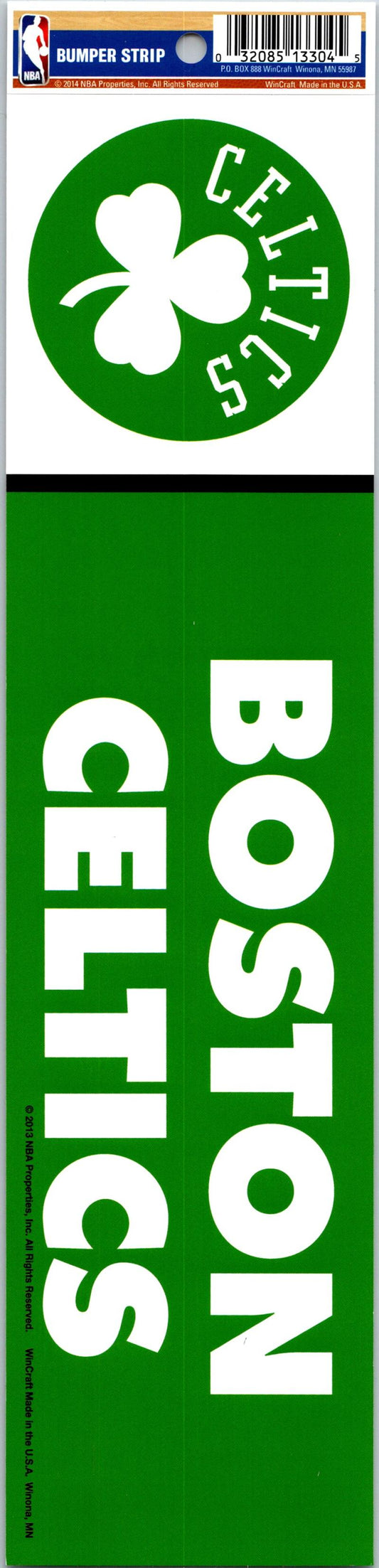 Boston Celtics 3" x 12" Bumper Strip NBA Sticker Decal Image 1