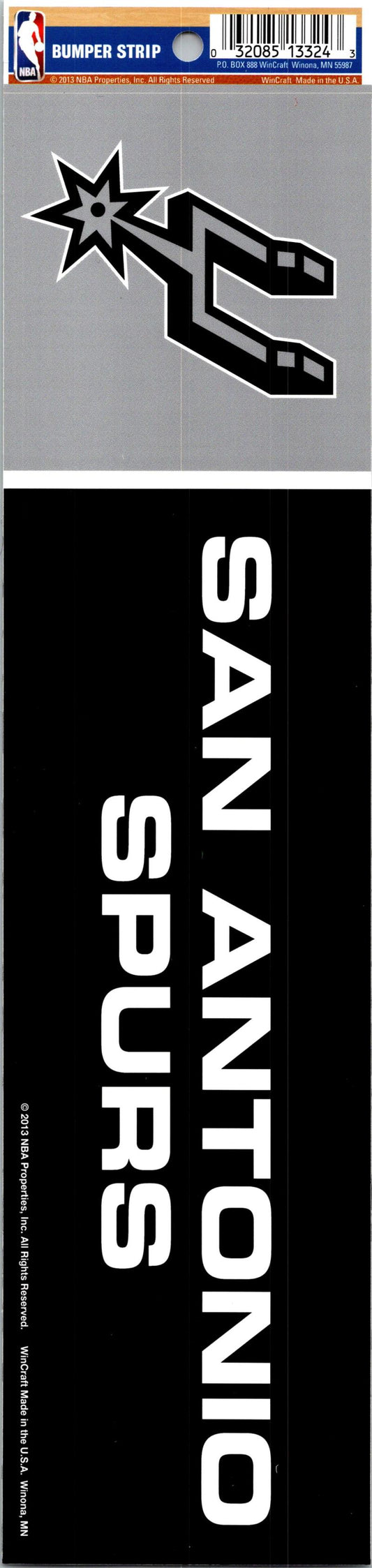 San Antonio Spurs 3" x 12" Bumper Strip NBA Sticker Decal Image 1