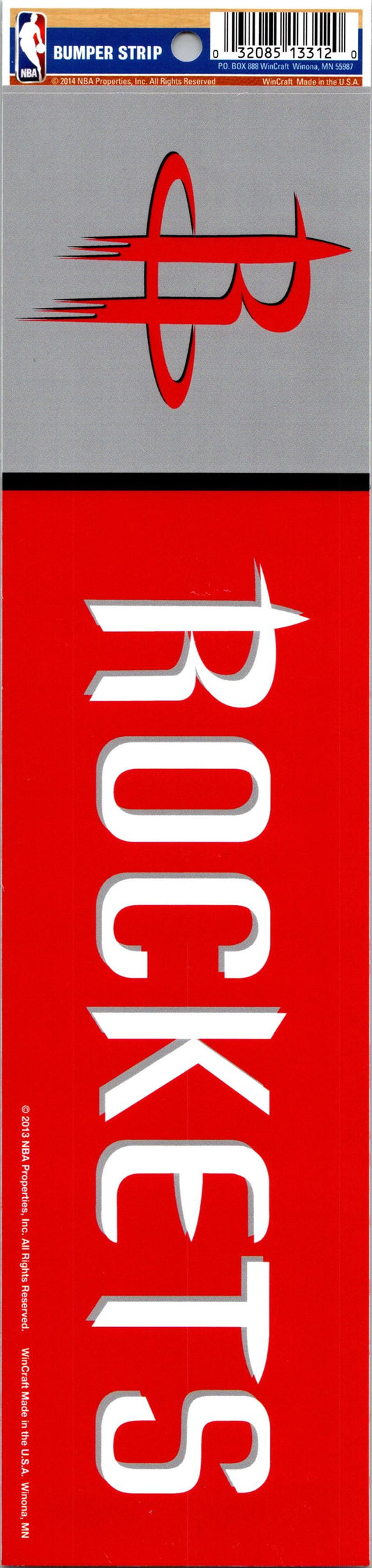 Houston Rockets 3" x 12" Bumper Strip NBA Sticker Decal Image 1