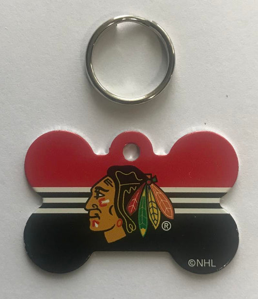 Chicago Blackhawks NHL Hockey Bone ID Dog Tag with Ring Image 1