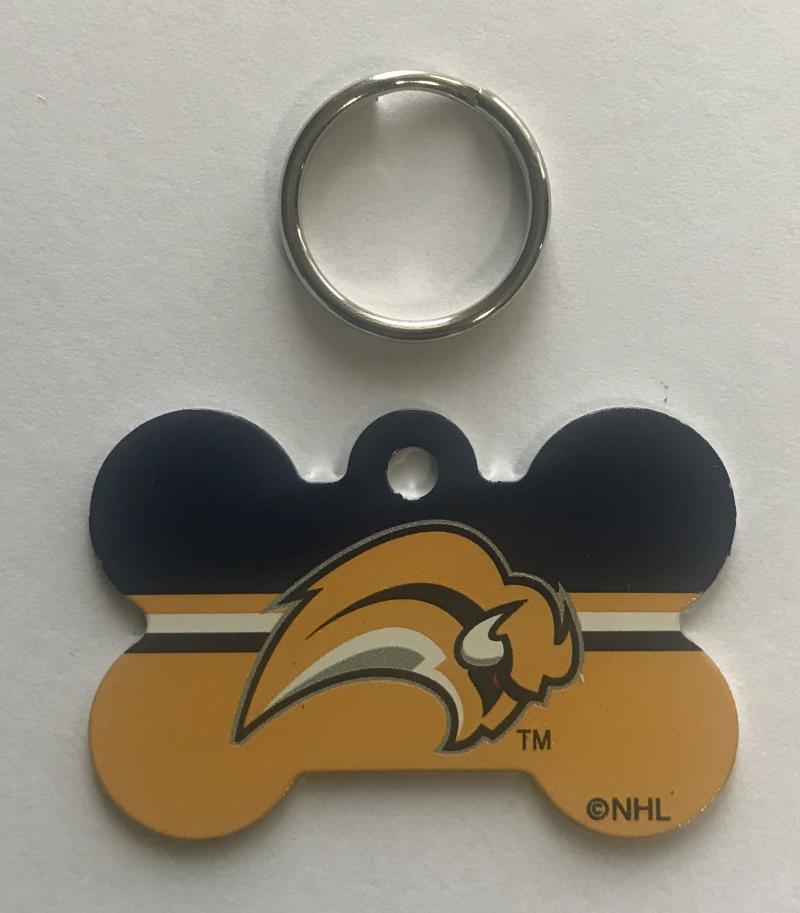 Buffalo Sabres NHL Hockey Bone ID Dog Tag with Ring Image 1