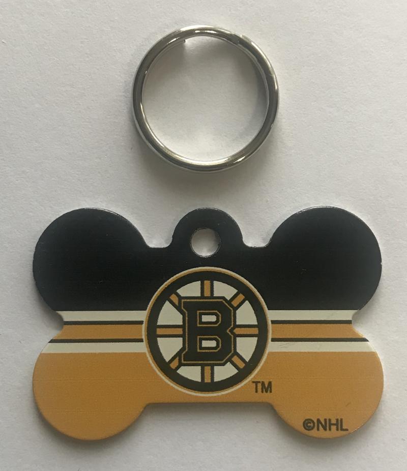 Boston Bruins NHL Hockey Bone ID Dog Tag with Ring