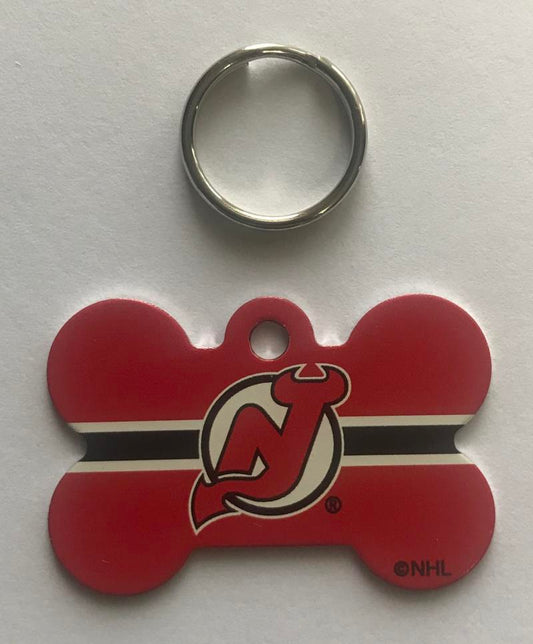 New Jersey Devils NHL Hockey Bone ID Dog Tag with Ring Image 1