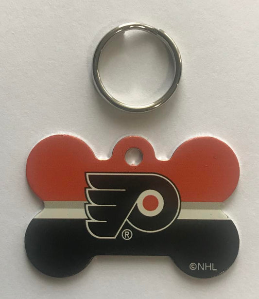 Philadelphia Flyers NHL Hockey Bone ID Dog Tag with Ring Image 1