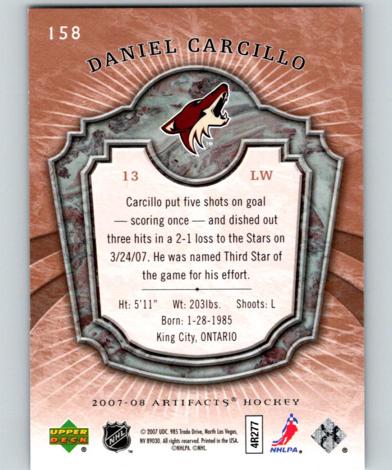 2007-08 Upper Deck Artifacts #158 Daniel Carcillo MINT RC Rookie 167/999 07580
