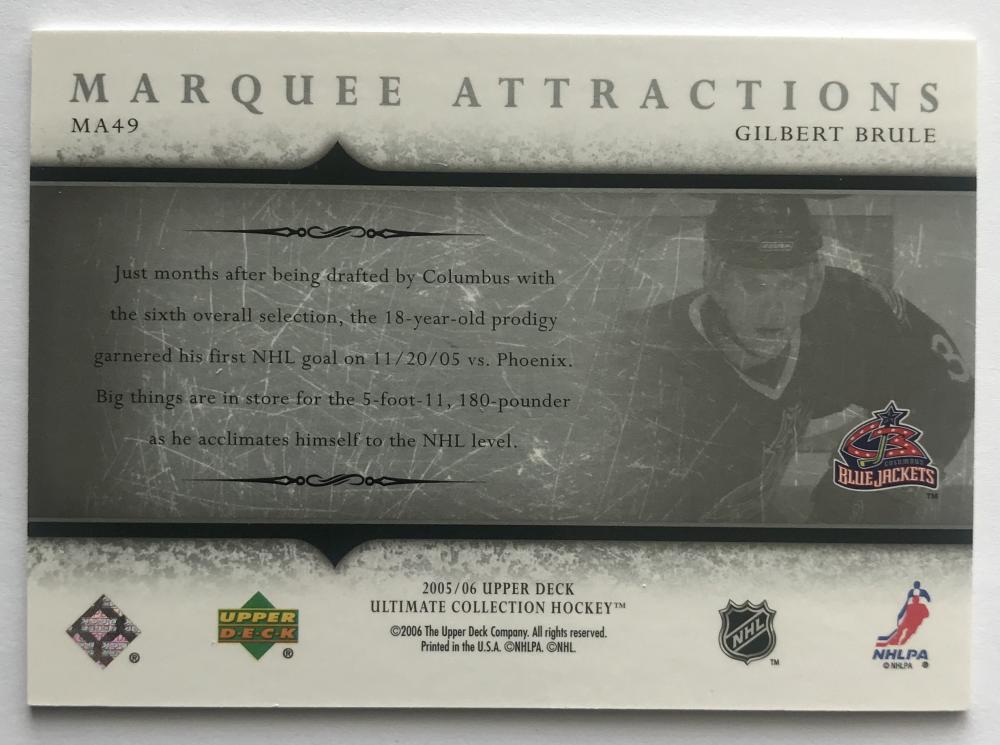 2005-06 Ultimate Collection Marquee Attractions Gilbert Brule 108/250  07612