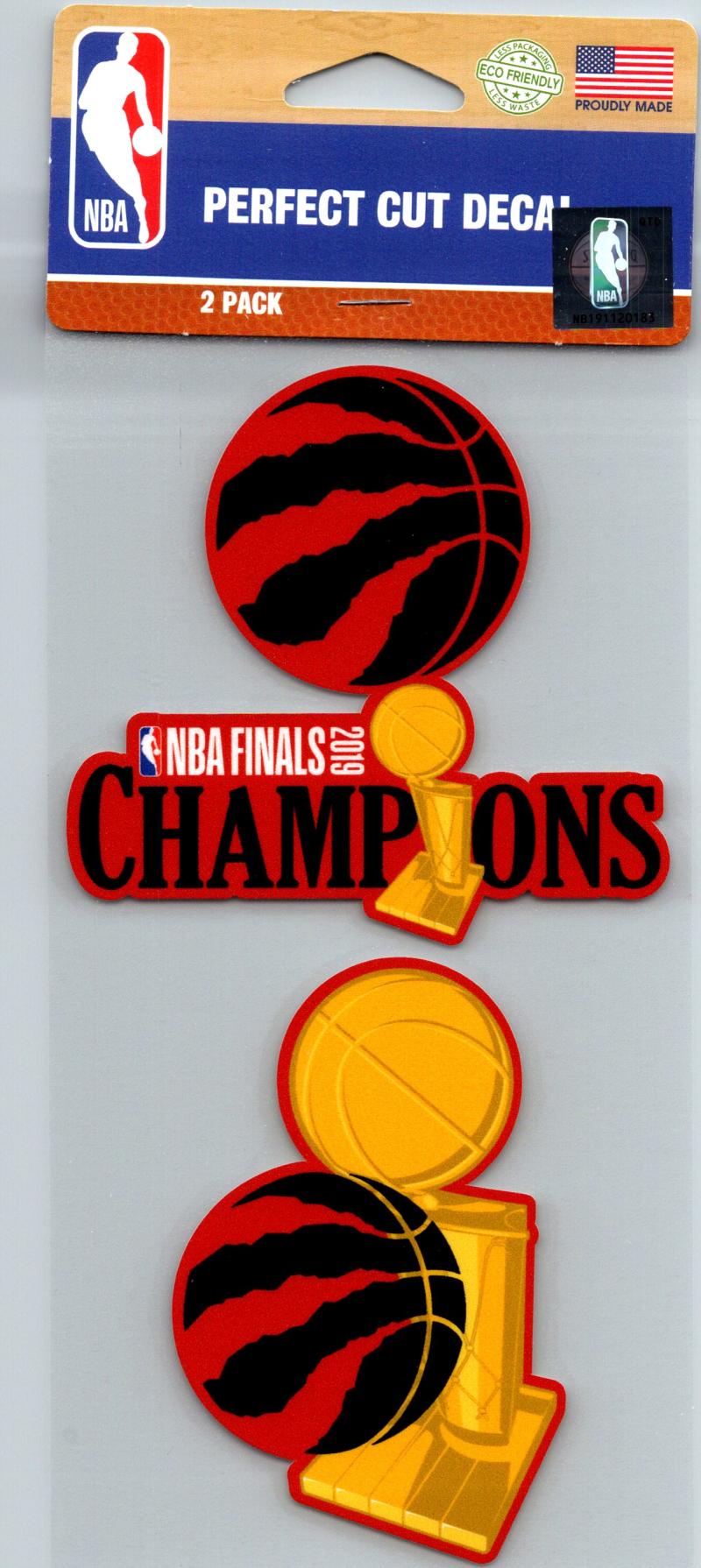 Toronto Raptors 2019 CHAMPS Perfect Cut Set of 2 NBA Licensed Decal 4x4 Image 1