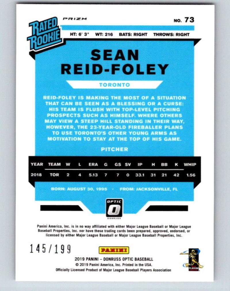 2019 Donruss Optic Pink Velocity #73 Sean Reid-Foley Rated Rookie /199 Jays 07633