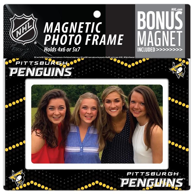 Pittsburgh Penguins 4x6 or 5x7 Magnetic Picture Frame with Bonus Magnet Image 1