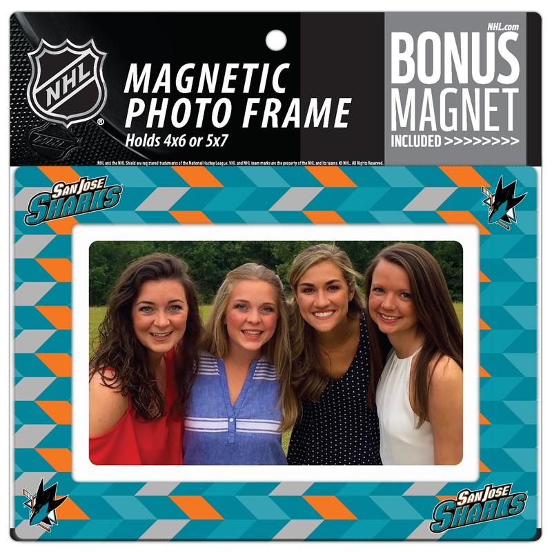 San Jose Sharks  4x6 or 5x7 Magnetic Picture Frame with Bonus Magnet Image 1