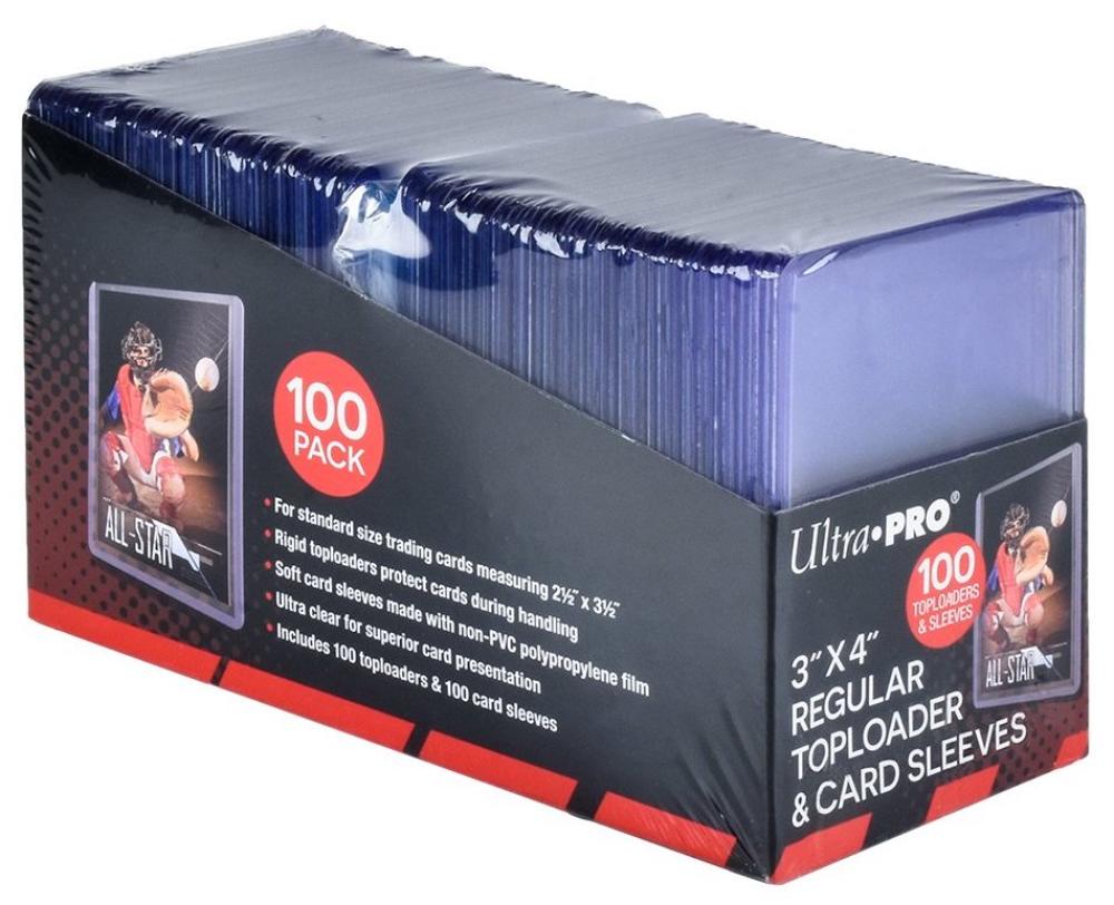 Ultra Pro 3"x4" Toploaders with Clear Sleeves - 100 Pack Box Image 1