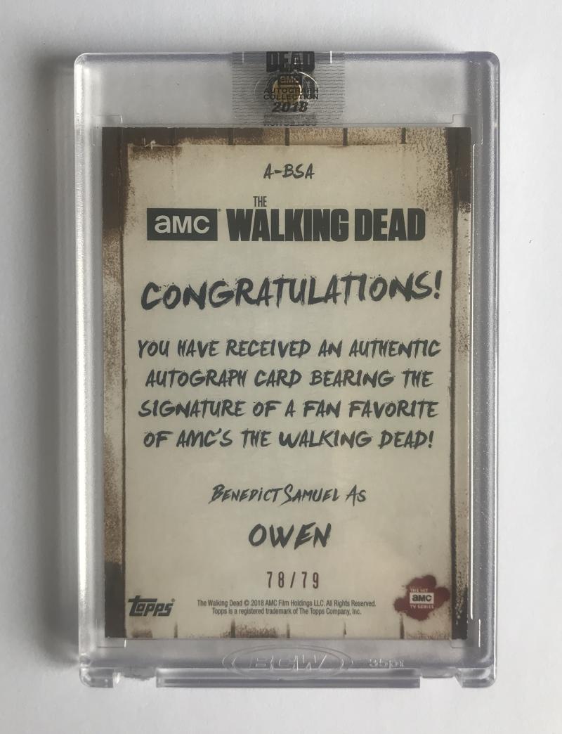 2018 The Walking Dead Autograph Collection Benedict Samuel as Owen 78/79