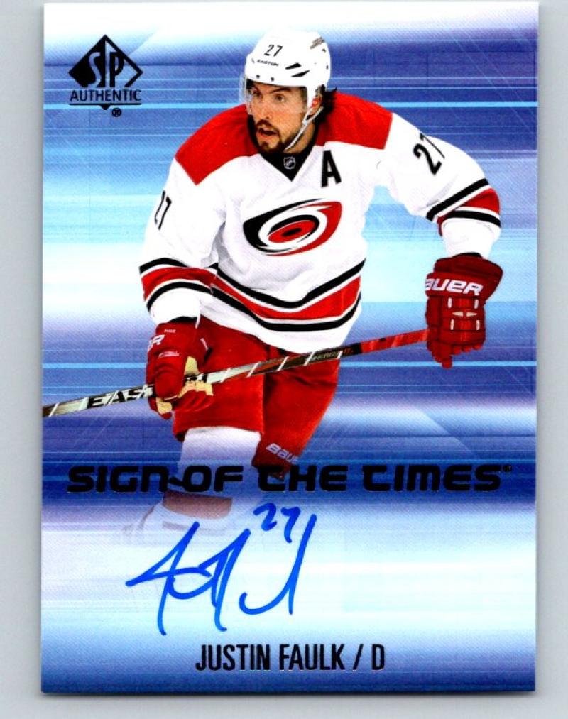 2015-16 SP Authentic Signs of the Times Justin Faulk NHL MINT Auto 07646 Image 1