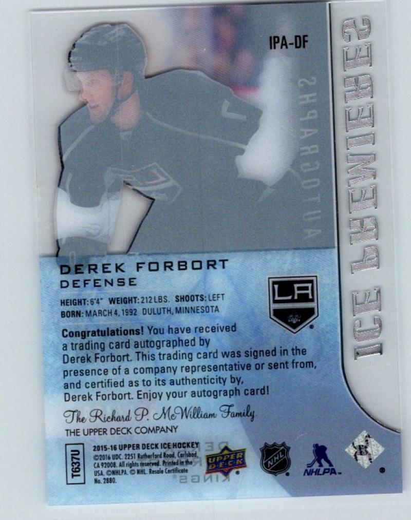 2015-16 Upper Deck Ice Autographs Derek Forbort MINT Auto 301/499 Rookie 07648