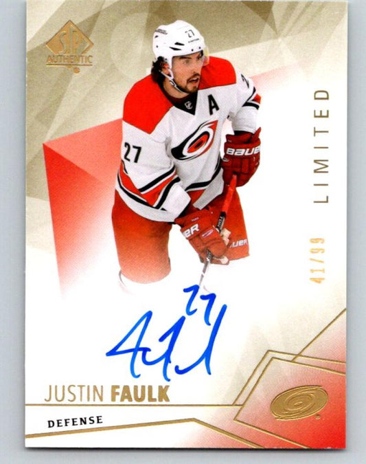 2015-16 SP Authentic Limited Autographs #33 Justin Faulk 41/99 Auto 07653 Image 1