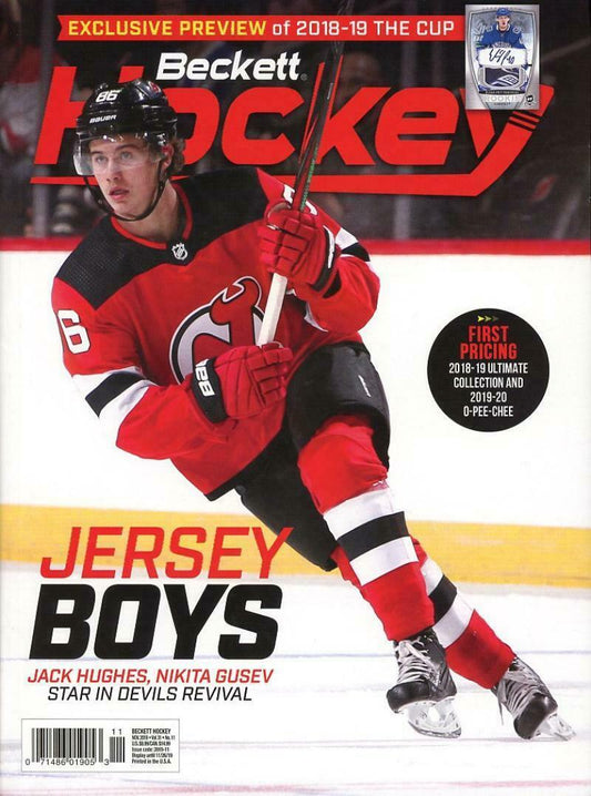 November 2019 Beckett Hockey Monthly Magazine - Jack Hughes Cover