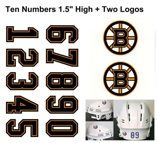 Boston Bruins NHL Hockey Helmet Decals Set + Two Logos Image 1