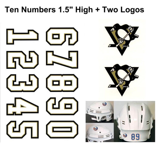 Pittsburgh Penguins NHL Hockey Helmet Decals Set + Two Logos Image 1