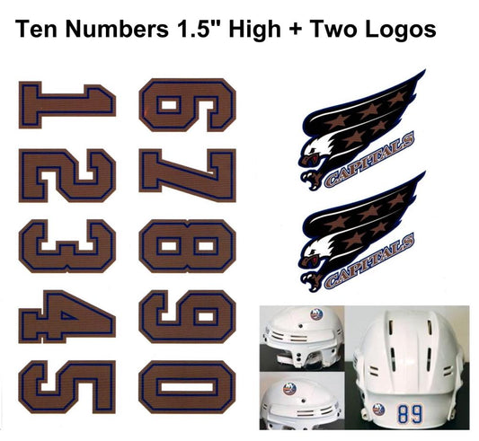 Washington Capitals NHL Hockey Helmet Decals Set + Two Logos Image 1
