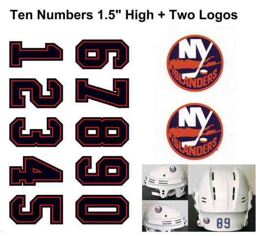 New York Islanders NHL Hockey Helmet Decals Set + Two Logos Image 1