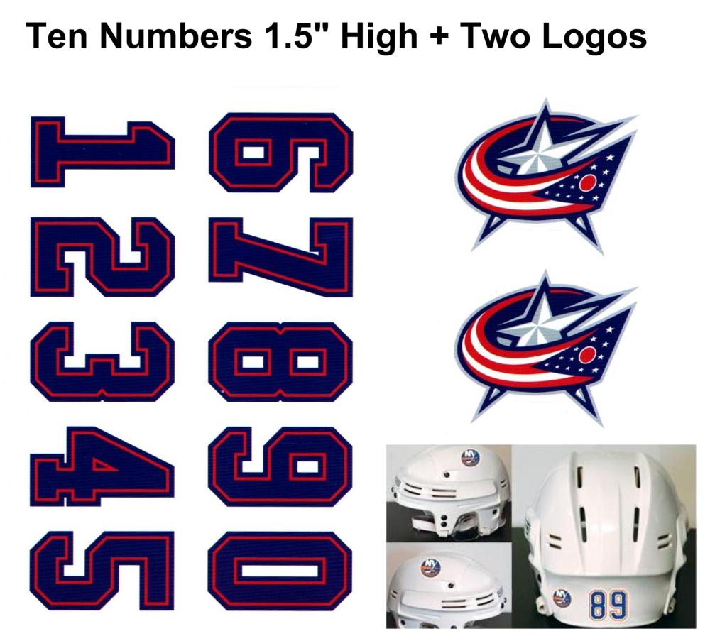 Columbus Blue Jackets NHL Hockey Helmet Decals Set + Two Logos Image 1