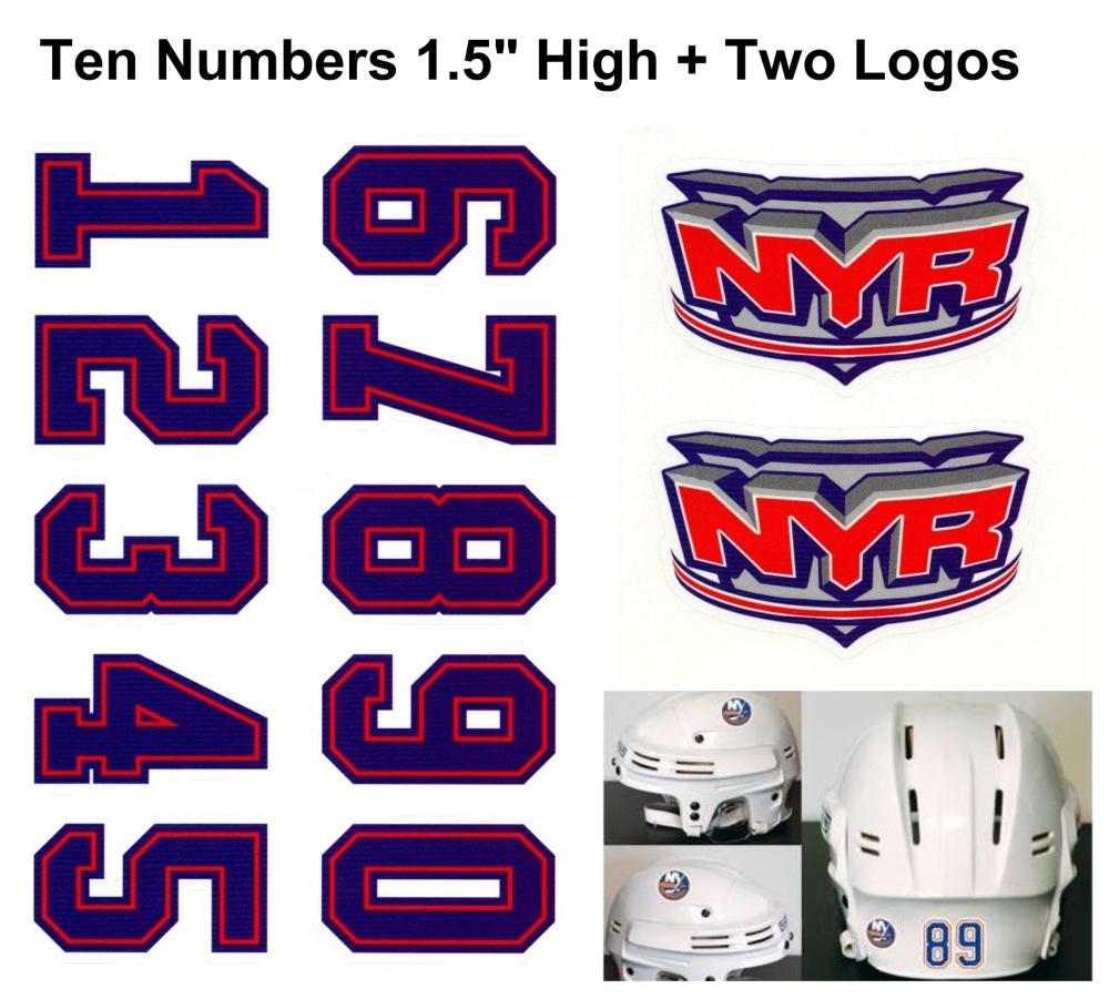 New York Rangers NHL Hockey Helmet Decals Set + Two Logos Image 1