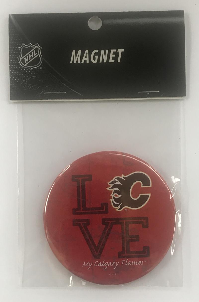 Calgary Flames 3" LOVE Round Logo NHL Licensed Magnet - New in Package Image 1