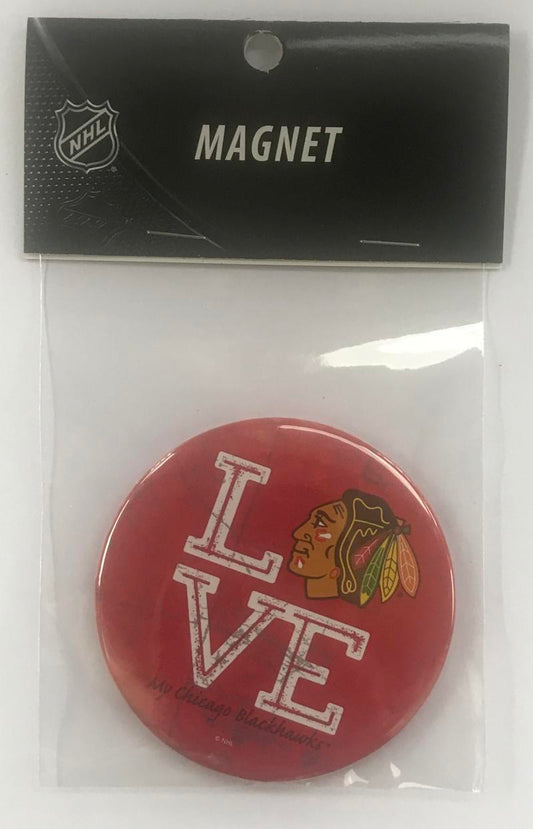 Chicago Blackhawks 3" LOVE Round Logo NHL Licensed Magnet - New in Package Image 1
