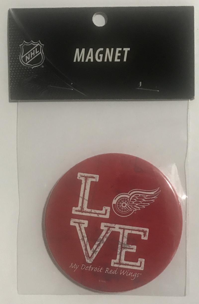 Detroit Red Wings 3" LOVE Round Logo NHL Licensed Magnet - New in Package Image 1