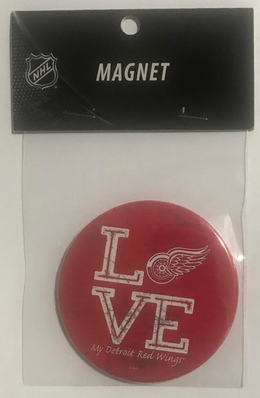 Detroit Red Wings 3" LOVE Round Logo NHL Licensed Magnet - New in Package Image 1