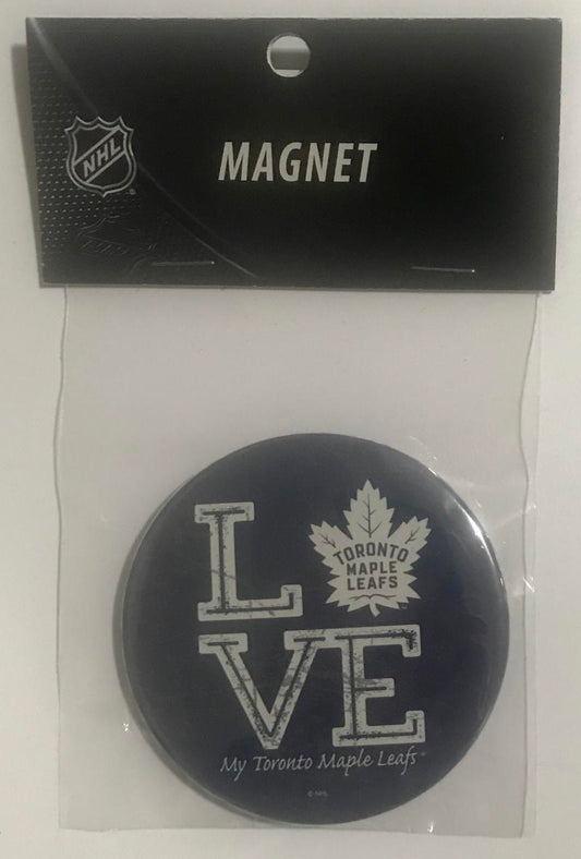 Toronto Maple Leafs 3" LOVE Round Logo NHL Licensed Magnet - New in Package Image 1