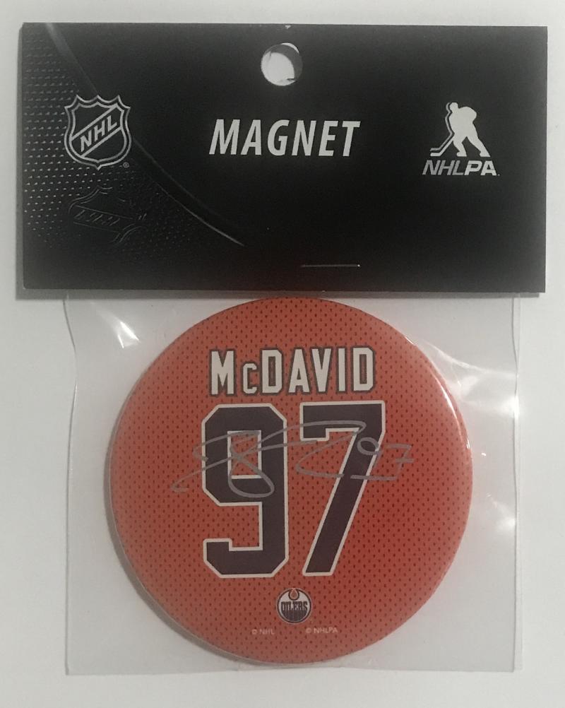 Connor McDavid Oilers 3" Round Logo NHL Licensed Magnet - New in Package Image 1