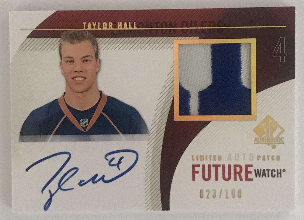  2010-11 Upper Deck SP Authentic Limited Auto Patches Taylor Hall 23/100 Rookie RC Image 1
