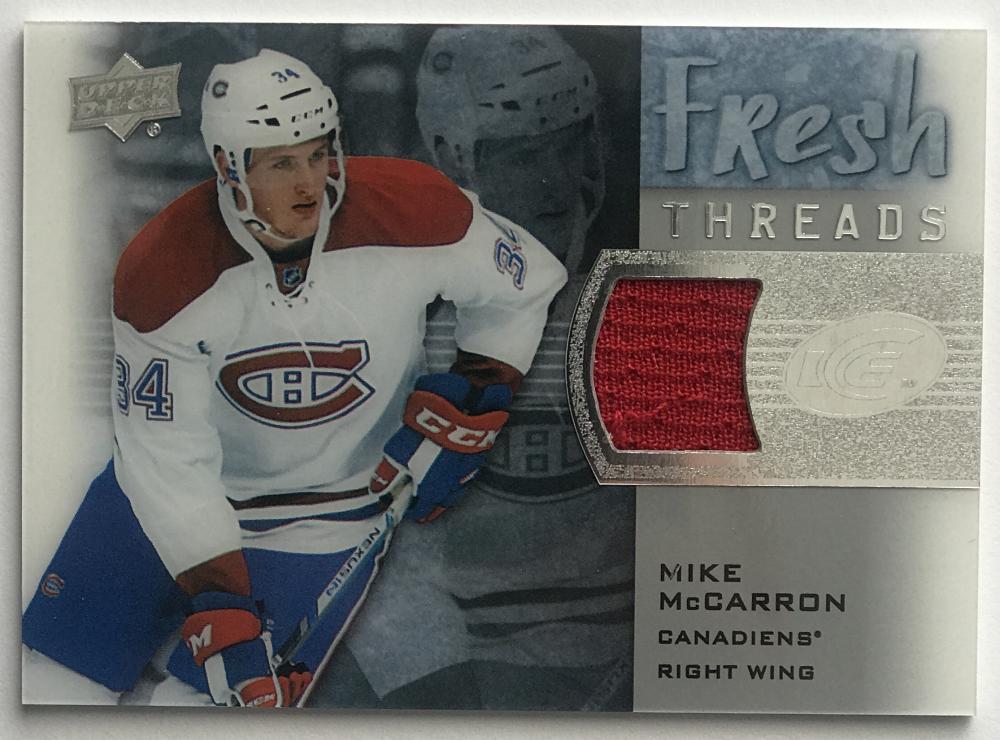 2015-16 Upper Deck Ice Fresh Threads Mike McCarron NHL Jersey 07713 Image 1