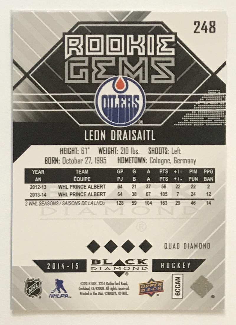 2014-15 Upper Deck Black Diamond RC Rookie Gems #248 Leon Draisaitl 07727