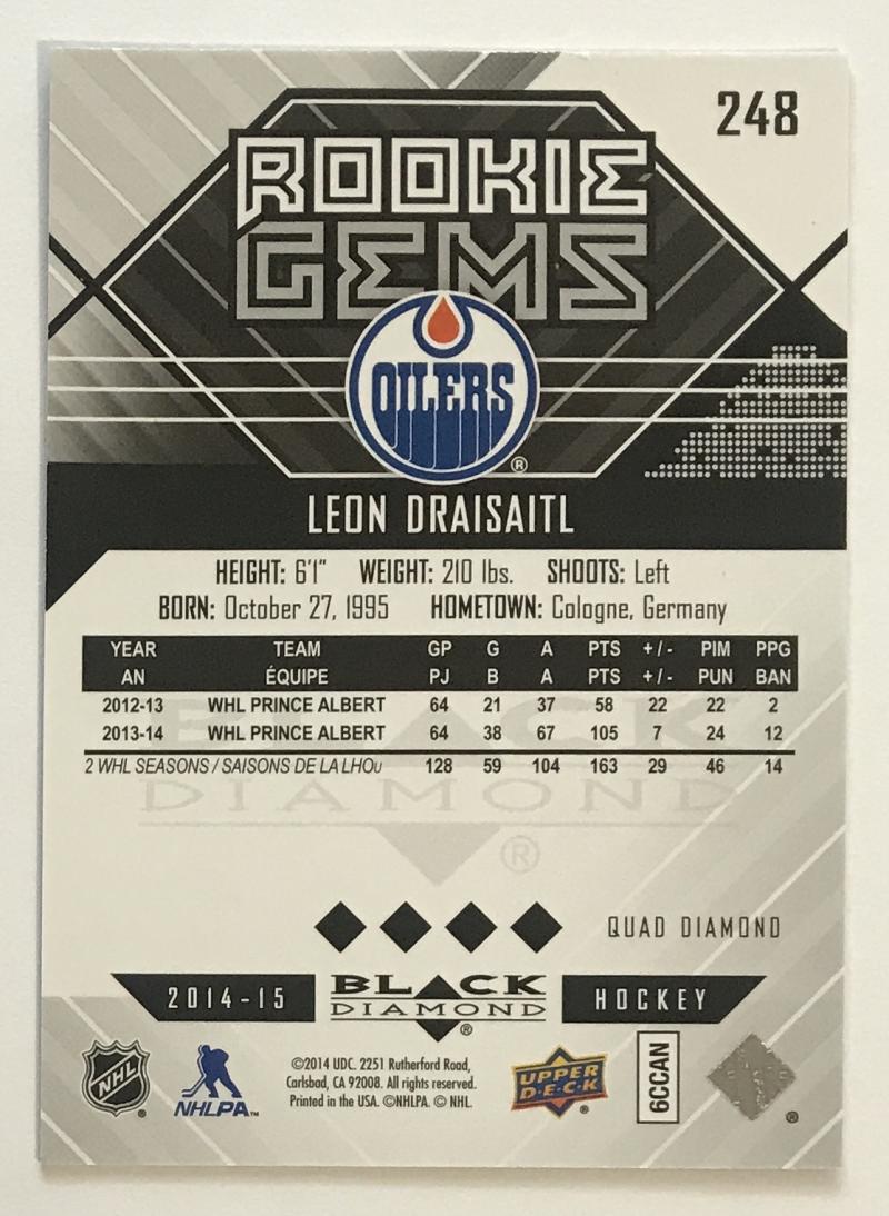 2014-15 UD Black Diamond RC Rookie Gems Orange #248 Leon Draisaitl 07728