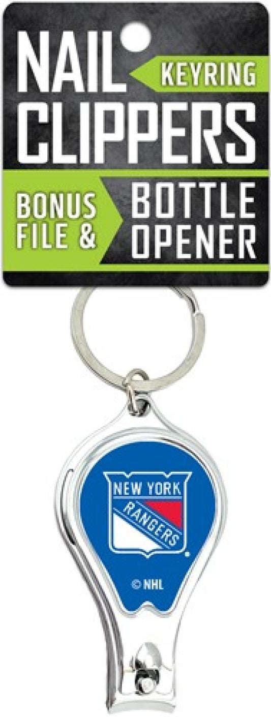New York Rangers Nail Clipper Keyring w/Bonus File & Bottle Opener Image 1