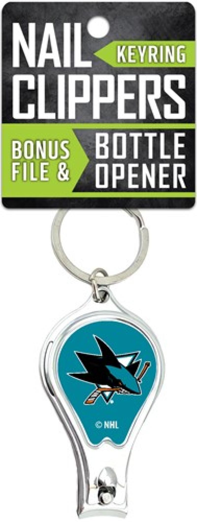 San Jose Sharks Nail Clipper Keyring w/Bonus File & Bottle Opener Image 1